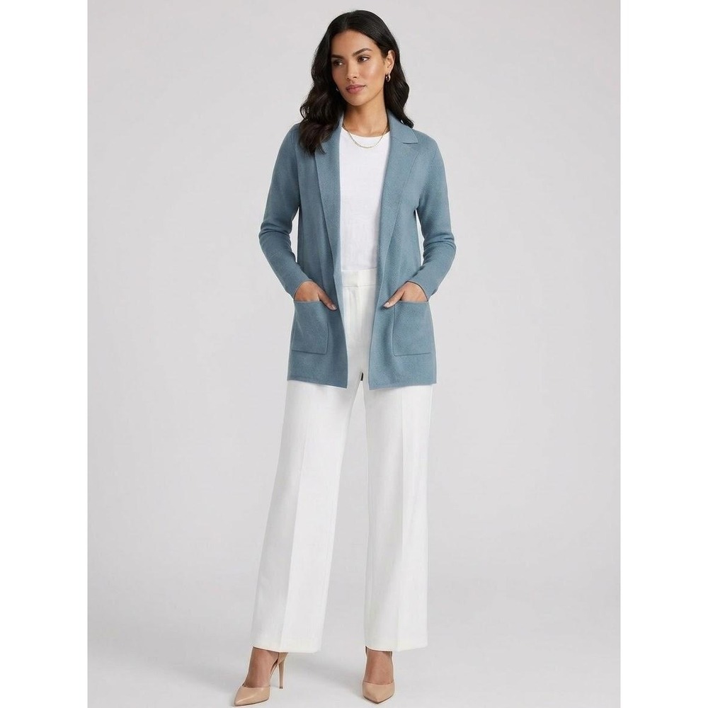 Loft Sweater Blazer Women XXS Petite Blue Open Front Cotton Cardigan NWT
